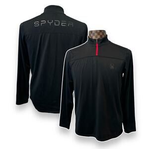 Spyder Mens ProwB Performance Jacket Small Black Active Shirt Pullover 1/4 Zip